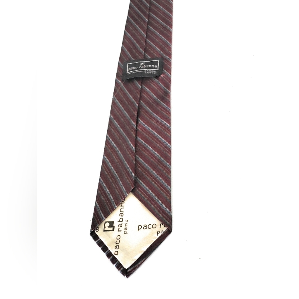 Paco Rabanne Men's Striped Tie - Burgundy and Gray